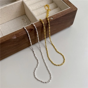 Collier de Perles en Argent Sterling 925 pour Femmes Minimaliste Style Coréen Ins Design Perles Olive et Rondes Bijoux