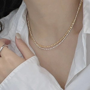 Ensemble de colliers de perles minimalistes en argent sterling S925 doré et argenté