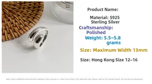 Detailed specs of the S925 sterling silver water drop ring with 13mm mirror polished band