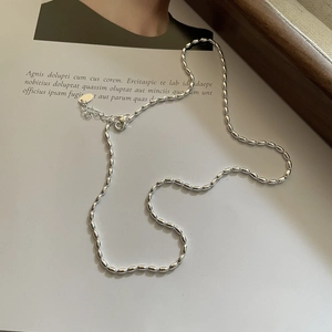 Minimalist 925 sterling silver beaded olive chain necklace with adjustable lobster clasp