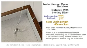 Makroaufnahme des polierten S925 Silber Mondanhängers mit feiner Schlangenkette