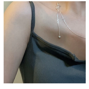 Elegant S925 sterling silver adjustable heart pendant choker necklace for women