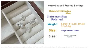 Detailed specs of heart-shaped S925 silver earrings with dimensions and weight info