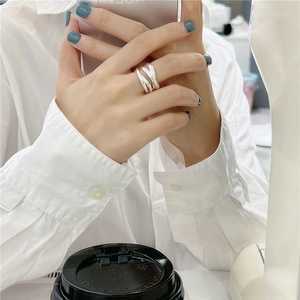 Modern S925 sterling silver multilayer woven wrap ring with high-polished metallic finish
