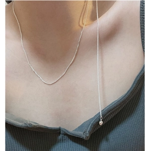 Elegant S925 sterling silver heart tassel choker necklace with adjustable Y-shape chain