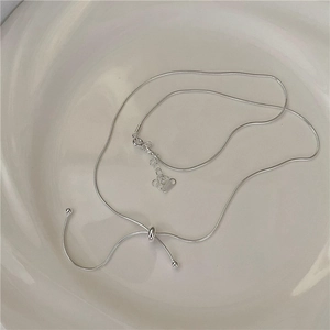Classic S925 sterling silver snake chain necklace with adjustable sliding clasp detail