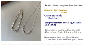 Detailansicht der polierten S925 Sterling Silber Kette und Armband mit Perlen-Dekor