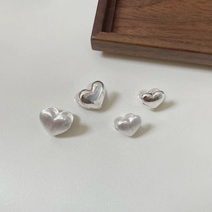 925 Sterling Silver Heart Hoop Earrings For Women Retro Minimalist Matte Polished Finish Heart Shaped Ear Buckle Fashion Jewelry
