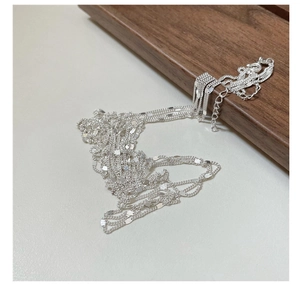Detailed view of S925 sterling silver triple layer lace chain with lobster clasp and extender