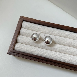 Minimalist S925 sterling silver ball stud earrings with high-polished mirror finish