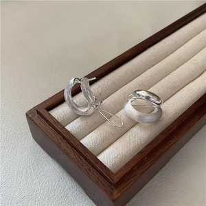 Minimalist 925 sterling silver brushed hoop earrings with polished inner finish