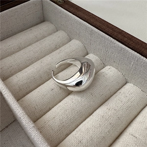 S925 Sterling Silver Chunky Ring For Women Minimalist Polished Mirror Surface Open Adjustable Band Ring Korean Style Fashion Jewelry