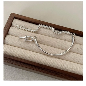 Detail showing S925 sterling silver abacus bead bracelet with solid U-bar and lobster clasp