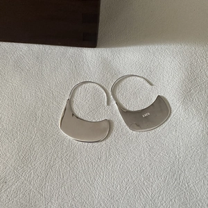Minimalist S925 sterling silver crescent drop earrings with polished mirror finish