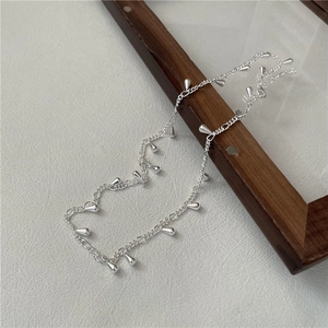 Minimalist S925 sterling silver necklace with stylish teardrop charms on a fine chain