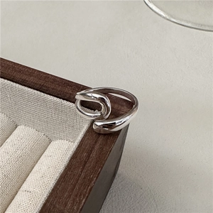 S925 Sterling Silver Open Ring For Women Minimalist Fluid Twisted Design Adjustable Retro Niche High Polished Finger Ring Jewelry