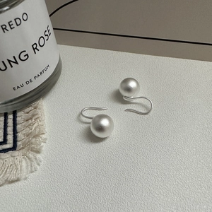 Minimalist S925 sterling silver frosted ball drop earrings with matte finish