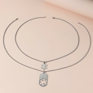 Hip Hop Edelstahl Puzzleteil Anhänger Halskette Für Paare Gravierte Buchstaben Ineinandergreifender Schmuck Für Damen Herren