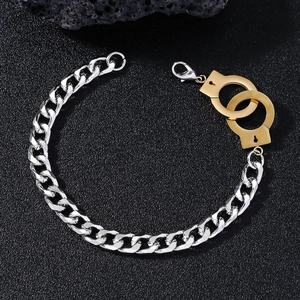 Titanium Steel Handcuff Bracelet For Men Women Punk Cuban Link Chain Bracelet Creative Fashion Jewelry Gift Accessory