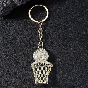 Porte-clés de Basket-ball Créatif avec Strass Pendentif Balle en Métal Alliage Charme de Sac de Voiture Porte-clés Bijoux de Mode