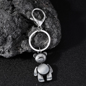 Vintage Antique Silver Moving Bear Metal Keychain For Men Women Individual Movable Joint Bear Key Ring Pendant Car Key Accessories