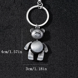 Retro zinc alloy teddy bear keychain with movable limbs and 4cm pendant height