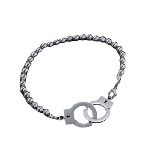 Poliertes Edelstahl-Kugelkette-Armband mit kreativem Miniatur-Handschellen-Anhänger