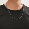Collier chaîne bambou géométrique en acier titane avec perles cylindriques dégradé arc-en-ciel