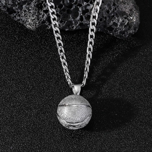 Collana con Ciondolo a Sfera Sportiva in Lega Hip Hop Uomo Donna a Forma di Basket Calcio Football Americano Gioielli Galvanizzati
