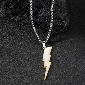 Minimalistische Edelstahl Blitz Anhänger Halskette Für Männer Hip Hop Streetwear Doppel Schicht Box Kette Schmuck Geschenk