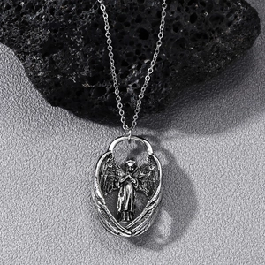 Retro Angel Wing Pendant Necklace For Men Women Alloy Hip Hop Feather Wings Guardian Angel Pendant Jewelry Gift