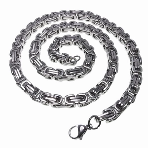 Collier chaîne byzantine pour homme en acier inoxydable argenté avec fermoir homard