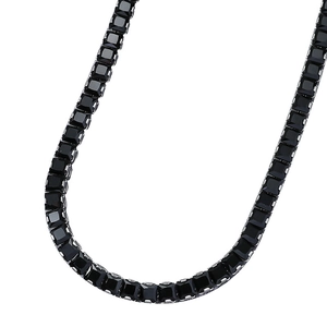 Collier tennis hip hop avec zircons noirs à coupe carrée et monture à griffes pour hommes