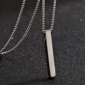 Minimalist Stainless Steel Bar Pendant Necklace For Men Women Geometric Column Columnar Vertical Bar Neck Jewelry Gift