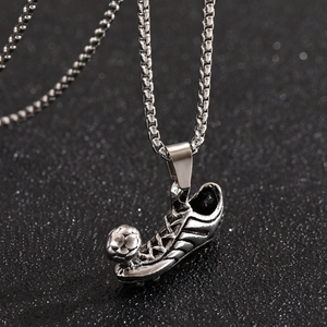 Hip Hop Alloy Football Soccer Shoe Pendant Necklace For Men Women Sporty Personality Electroplated Chain Fashion Jewelry Gift
