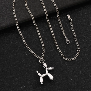 Collier pendentif chien ballon en argent poli avec chaîne gourmette réglable pour hommes et femmes