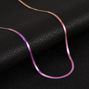 Rainbow Iridescent Titanium Steel Snake Chain Necklace Unisex Minimalist Herringbone Necklace Electroplated Fashion Jewelry Necklace
