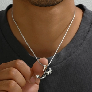 Hip hop style soccer shoe pendant necklace with box chain for men and women