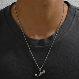 Hip hop soccer shoe pendant necklace with square box chain for sports enthusiasts