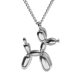 Collier chien ballon en acier inoxydable argent poli avec chaîne en O style hiphop