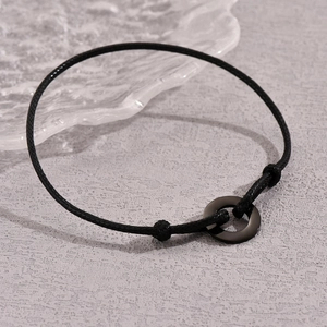 Simple Fashion Artificial Leather Cord Circle Ring Adjustable Bracelet For Men Women Minimalist Versatile Jewelry Gift