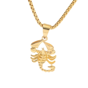 Hip hop gold plated scorpion pendant necklace with a classic box chain for men