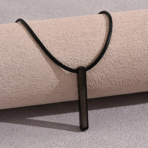 Minimalist Titanium Steel Geometric Pillar Pendant Necklace For Men Women Unisex Electroplated Jewelry Modern Accessory
