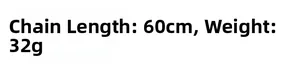 Detail specifications showing the 60cm chain length and 32g weight of the crown pendant