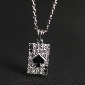 Punk Hip Hop Poker Schoppenaas Hanger Halsketting Legering Strass Iced Out Schakelketting Voor Heren Dames Gepersonaliseerde Mode Sieraden