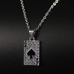 Hip hop schoppenaas poker hanger ketting met kristallen voor heren sieraden