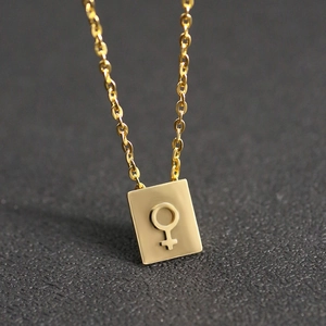 Gold Stainless Steel Female Symbol Venus Gender Sign Pendant Necklace Minimalist Geometric Alloy Jewelry For Women Men Gift