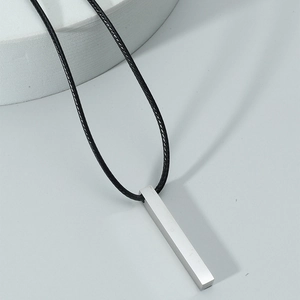 Collier Pendentif Barre en Acier Inoxydable Minimaliste Bijoux Colonne Géométrique Pour Hommes Femmes Pendentif Rectangulaire