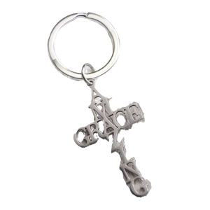 Porte-clés croix minimaliste en argent avec design Amazing Grace pour hommes et femmes