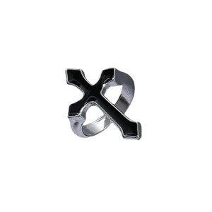 Vintage gothic hip hop cross ring with black enamel oil drip on silver metal band